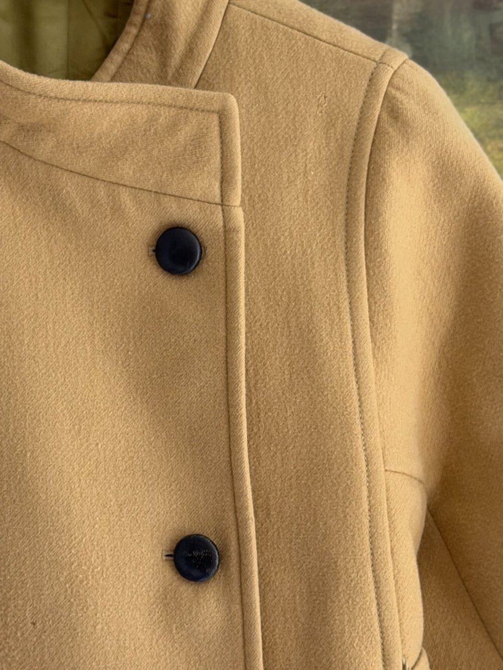 BARNEYS NEW YORK camel wool pea coat - Picture 3 of 5